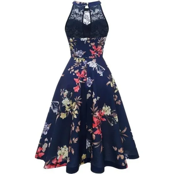 Women Wedding Dress Cocktail Halter Lace A-Line Party Short Vintage Homecoming - Picture 2 of 7